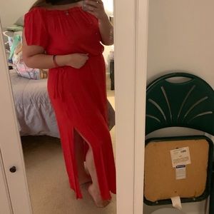 Red maxi dress